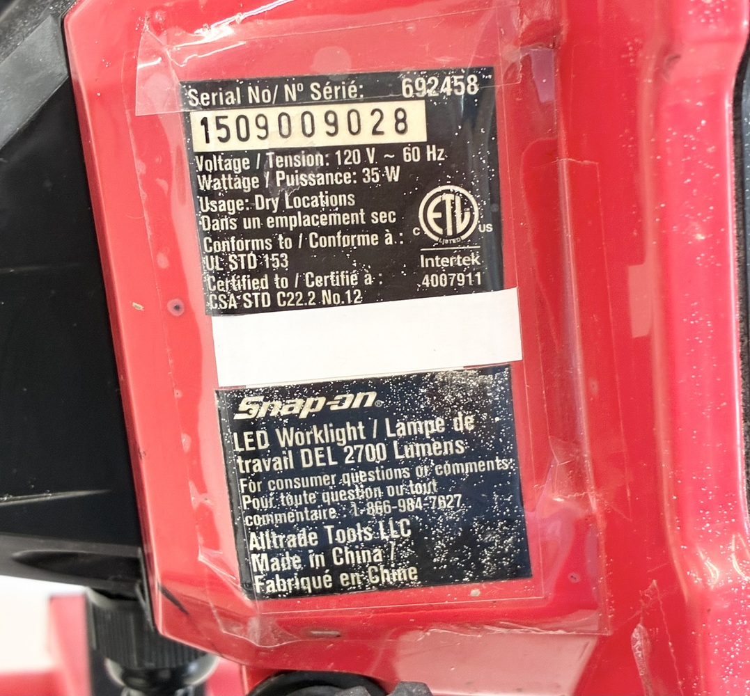 Snap-On 692458 Led Work Light 120V 2700 Lumens *PLEASE READ