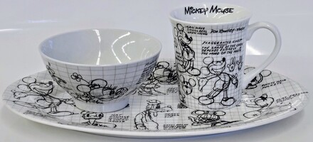 Disney Sketchbook Mickey Mouse Platter Mug and Bowl Set 