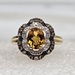 14 Karat Yellow Gold Ring - Bronze Main Stone & 38 Black & White Stones - Size 7