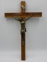 Wood and Brass Crucifix 16.5"