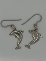 0.925% Sterling Silver Dolphin Earrings! 