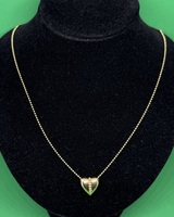 14K Yellow Gold Heart and Cut Ball Chain Necklace 16"