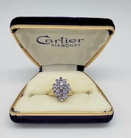 10k Yellow Gold Bluish-Purple Gemstone Cluster Ring Size 6