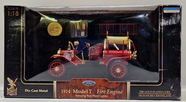 1914 Ford Model T Fire Engine 24K Gold Plated & Real Wood, Signature Series 1/18