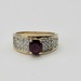 14k Yellow Gold Red Oval Gemstone and Diamond Ring Approx. t.c.w. 0.12