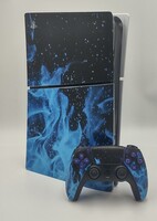 Sony PlayStation 5 Console - Slim Disc Version W/Blue Flame Skin!!