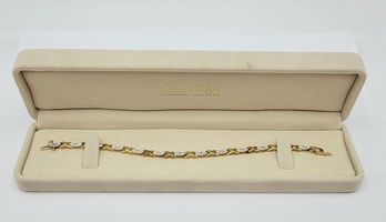 10k Yellow & White Gold & Diamond Bracelet 7" Approximate  t.c.w 0.05