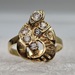 14 Karat Yellow Gold Snake Ring With 6 Clear Stones - Size 7.25