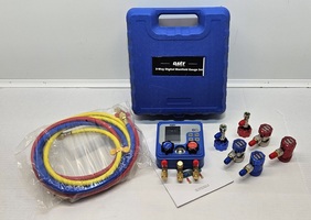 OMT HVAC Digital Manifold Vacuum Pressure Temperature Gauge Set with Hoses
