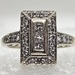 14K White Gold Diamond Rectangular Cluster Ring - Size 4.75
