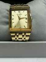 Bulova Men's Diamond Dial Gold Stainless Steel Rectangle