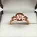 10 Karat Rose Gold Past Present Future Pink Stone Ring Size 7.25 