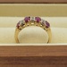 14k Yellow Gold Red Oval Gemstone Ring with Diamond Accents Size 7.75