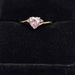10 Karat Yellow Gold Pink Heart Gemstone Ring With Round Clear Stones - Size 6
