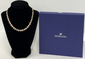 Swarovski 5367845 Una Angelic Tennis Rose Tone Necklace with Box and Tag