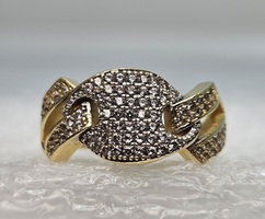 10 Karat Yellow Gold Belt Band With 93 Clear Stones - Size 6.75