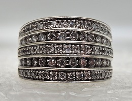 10 Karat White Gold Round Clear Stone Cluster Ring - Size 6.75