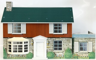 Marx Vintage 1960s/1970s Tin Litho Dollhouse with Accessories 