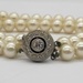 Vintage Double Strand Faux-Pearl Bracelet with Rhinestone Clasp