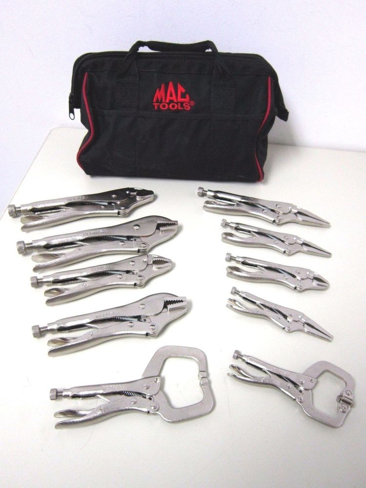 MAC TOOLS Locking Pliers Set 10 Pc. Curved Wire Cutter Straight Long Nose Clamps Avenue Shop