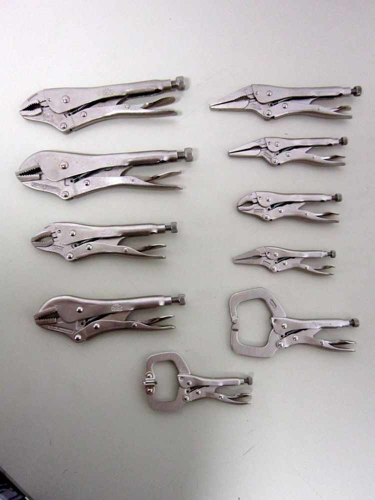 MAC TOOLS Locking Pliers Set 10 Pc. Curved Wire Cutter Straight Long