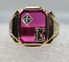 10 Karat Yellow Gold "K" Initial Monogram Ring - Size 14