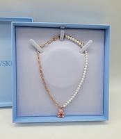 Swarovski 18k Rose Gold Plated Pink Crystal Teddy Bear Necklace in Box