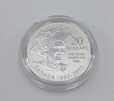 .9999 Fine Silver Queen Elizabeth II Diamond Jubilee 20 Dollar Coin