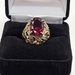 10K Karat Yellow Gold Band Red Gemstone Ring -Size 6.25