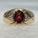 10 Karat Yellow Gold Ring Red Main Stone & 2 Diamonds - Size 9.5