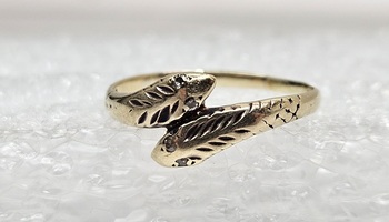 10 Karat Yellow Gold Double Headed Snake Ring - Size 8.75