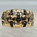 14 Karat Yellow Gold Basket Weave Design Ring With 23 Round Stones - Size 7.5