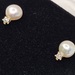 14 Karat Yellow Gold White Gemstone and Round Clear Stone Stud Earrings