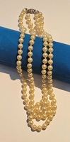 Vintage Double Strand Faux Pearl Necklace with Fish Hook Closure 18"