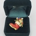 Gold Tone Enamel Jewelled Christmas Stocking Brooch