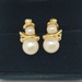 Vintage Gold Tone & Faux Pearl Snowman Earrings