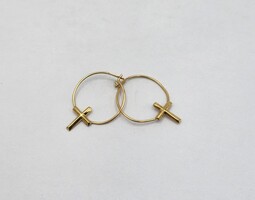 10 Karat Yellow Gold Cross Hoop Earrings