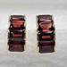 10 Karat Yellow Gold Red Emerald Cut Gemstone Drop Earrings 