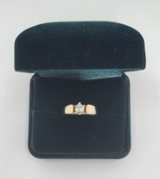 14k Yellow Gold  Diamond Pear Solitaire Ring  Approximate T.C.W. 0.25 Size 6.75
