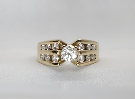 14 Karat Yellow Gold Prong and Channel Set Diamond Engagement Ring