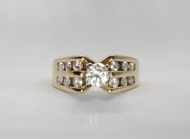 14 Karat Yellow Gold Prong and Channel Set Diamond Engagement Ring