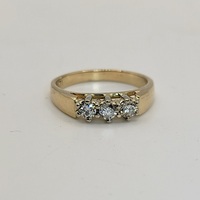 14 Karat Yellow Gold and Diamond Past, Present, Future Ring