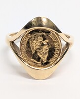 14 Karat Yellow Gold Ring with 22 Karat 1865 Mexico Coin - Size: 5.75