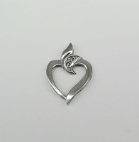 10 Karat White Gold and Diamond Heart Pendant